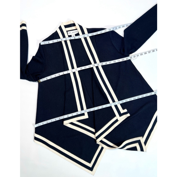 St. John Womans Cardigan Sweater NEW Wool Blend M Black White Geometric - Picture 9 of 15